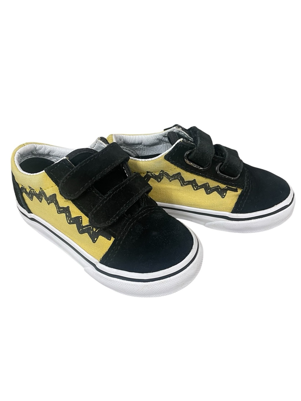 Vans Old Skool V "Charlie Brown" “Peanuts” Yellow & Black Sneakers Size 6.5 - Picture 2 of 14